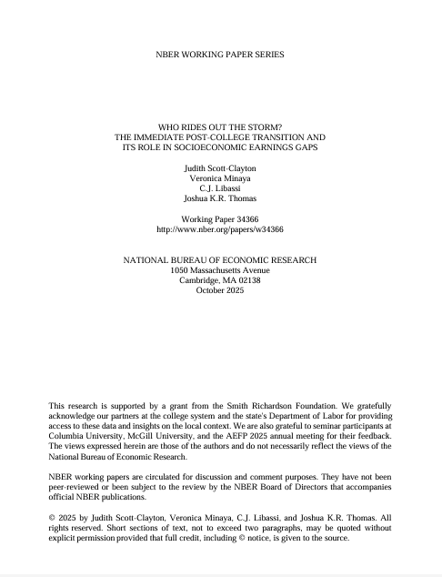 Who Rides Out the Storm? The Immediate Post-College Transition and Its Role in Socioeconomic Earnings Gaps